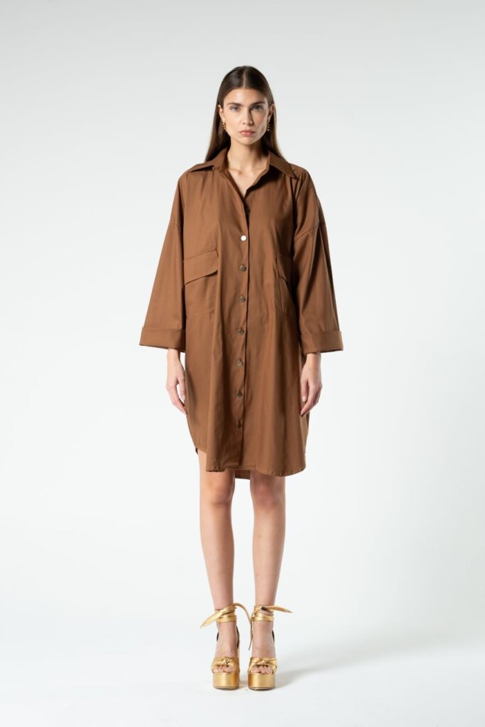 aiki look brown shirtdress front