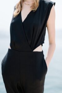 black jumpsuit details